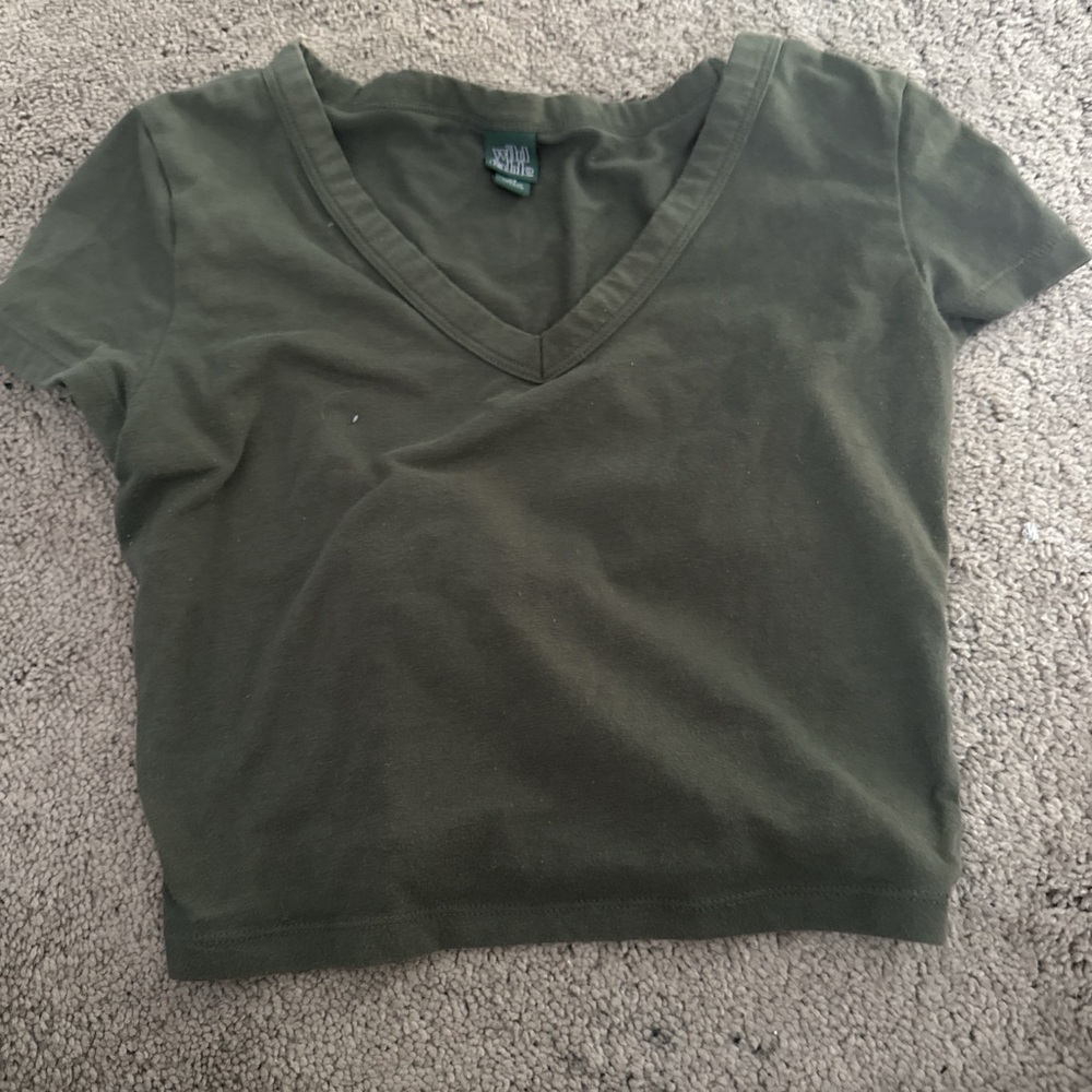 Wild Fable Dark Green V-Neck Crop Top